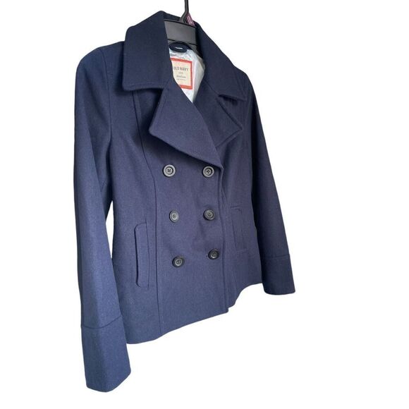 NWT Old Navy Wool Blend Double Breasted Button Down Peacoat Navy Blue M - Picture 5 of 12